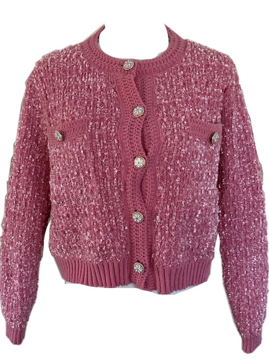 Sweaters - Women's Pink Textured Button-Front Sweater Cardigan